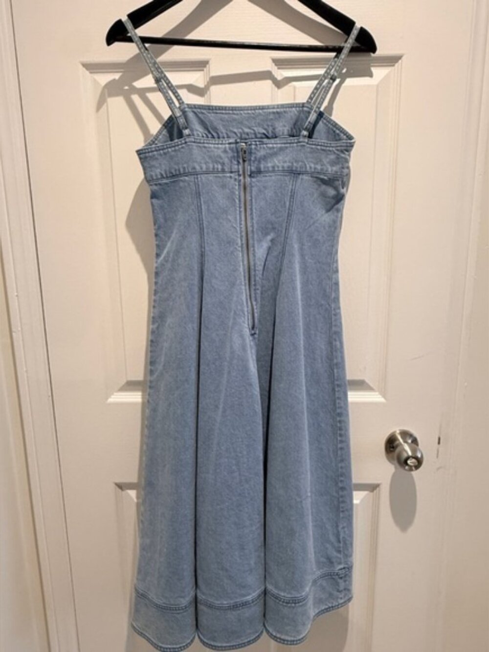 NWT Anthropologie Pilcro Square-Neck Seamed Chambray Midi Dress XS - Picture 6 of 11